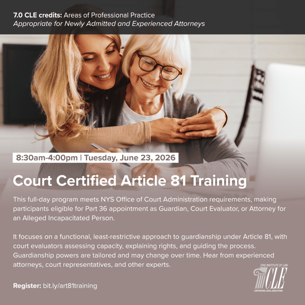 Court Certified Article 81 Training – Bar Association of Erie County