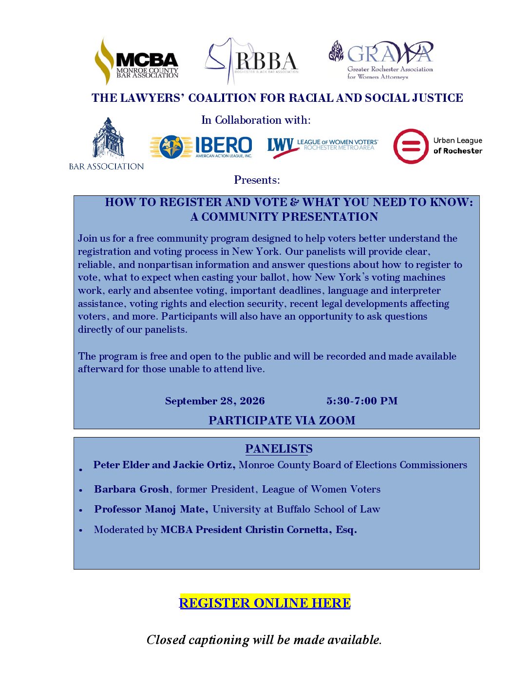 How to Register and Vote & What You Need to Know: A Community Presentation
